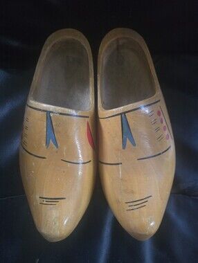 Vintage Hand Carved Wooden Clogs (Oversize)